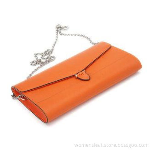 Fashion Orange Leather Envelope Clutch Bags with Microfibre